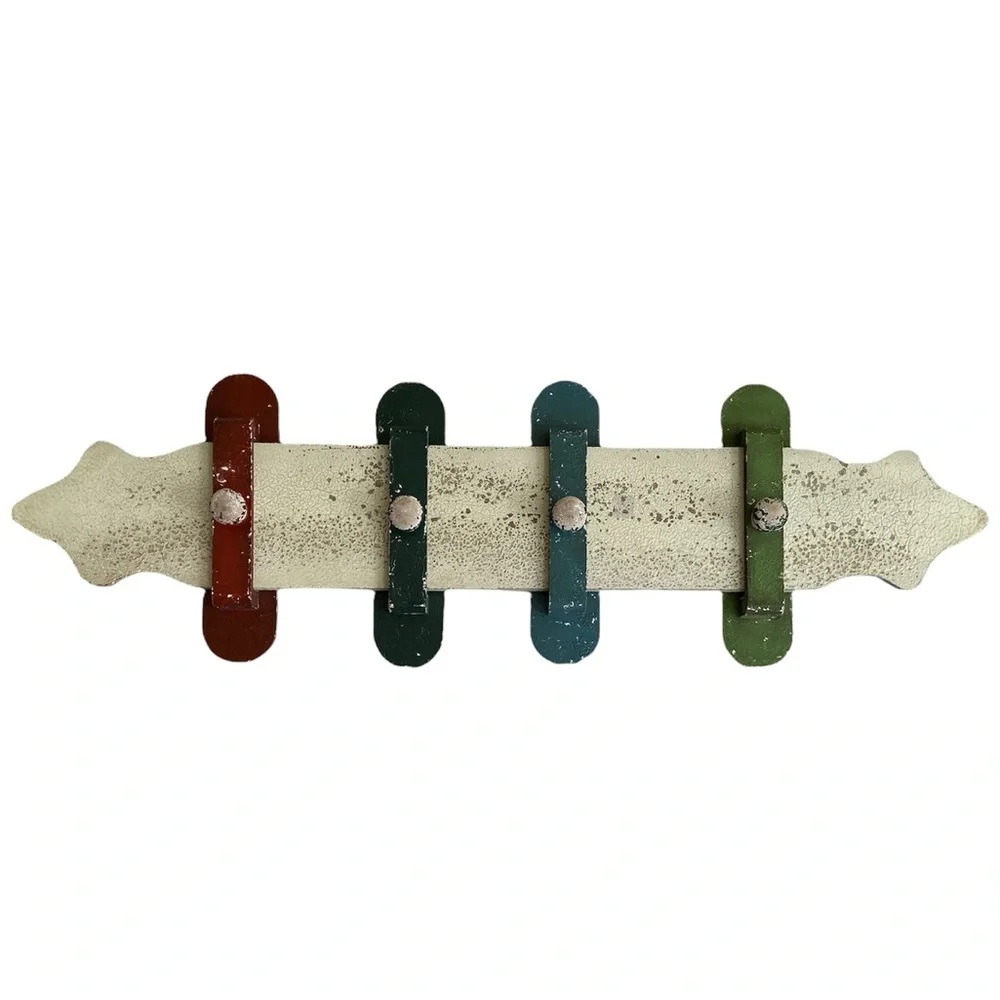 Bazaar Concepts Moroccan Inspired COLORFUL BELT & LATCHES WOOD WALL Hooks